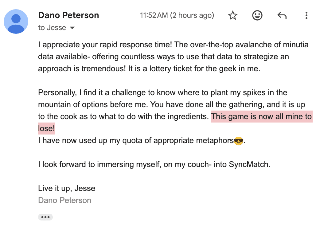 Sync Match Testimonial